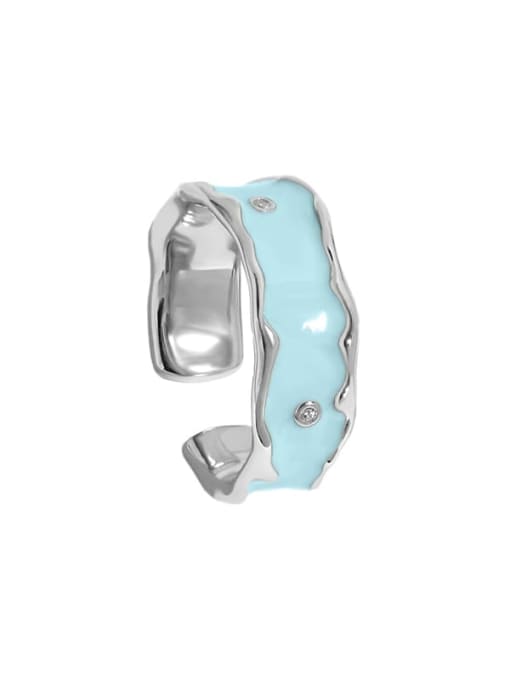 HJZ1806 [No. 16 adjustable] 925 Sterling Silver Enamel Geometric Minimalist Band Ring